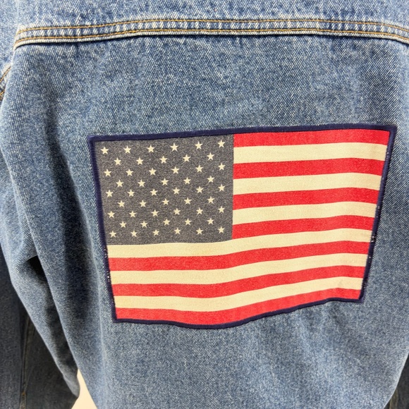 Vintage 90s Y2K Disney Denim Jacket American Flag Back Mickey Patch - Picture 9 of 10
